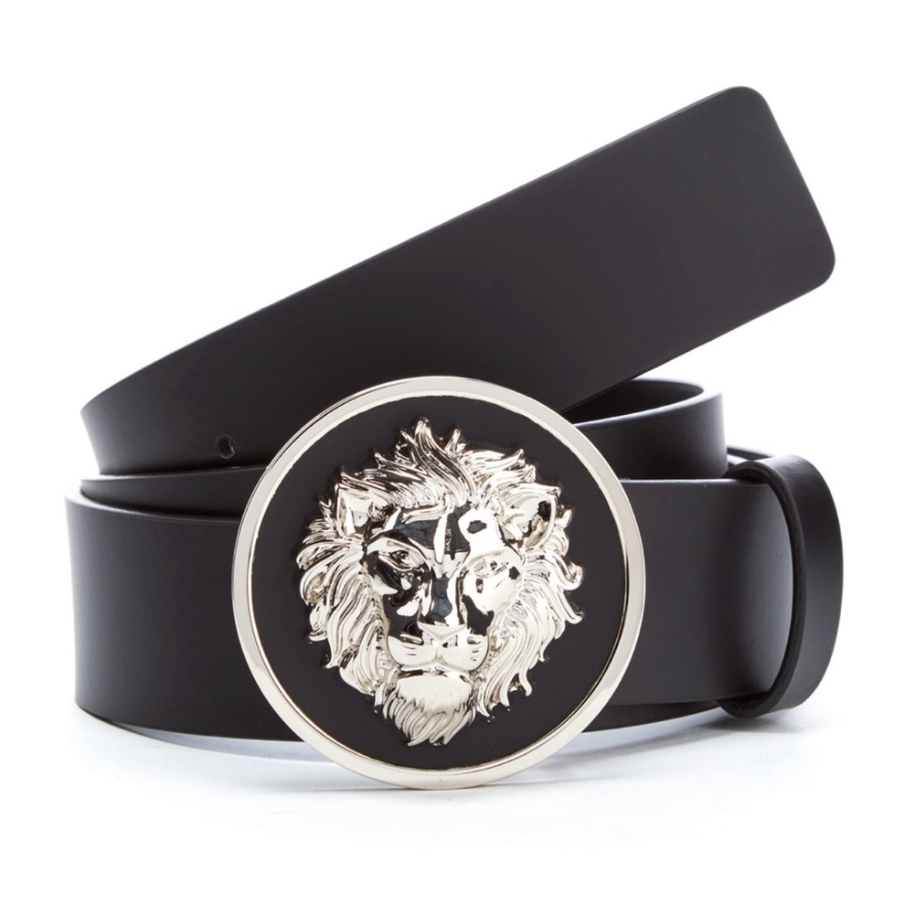 NWT Versus Versace Round Unisex Lion Head Logo Belt, Black, 3.5cm, Size 85cm/34”